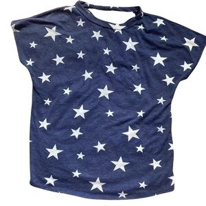 Dress Up Shop Women Blue with white star tshirt Back Cut Out Size Medium
